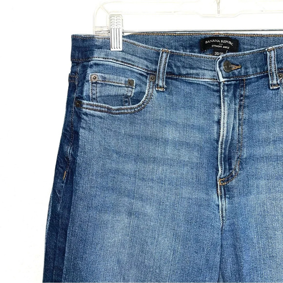 Banana Republic Straight Leg Ankle Medium Wash Side Stripe Jeans 30 Women’s - Picture 2 of 13